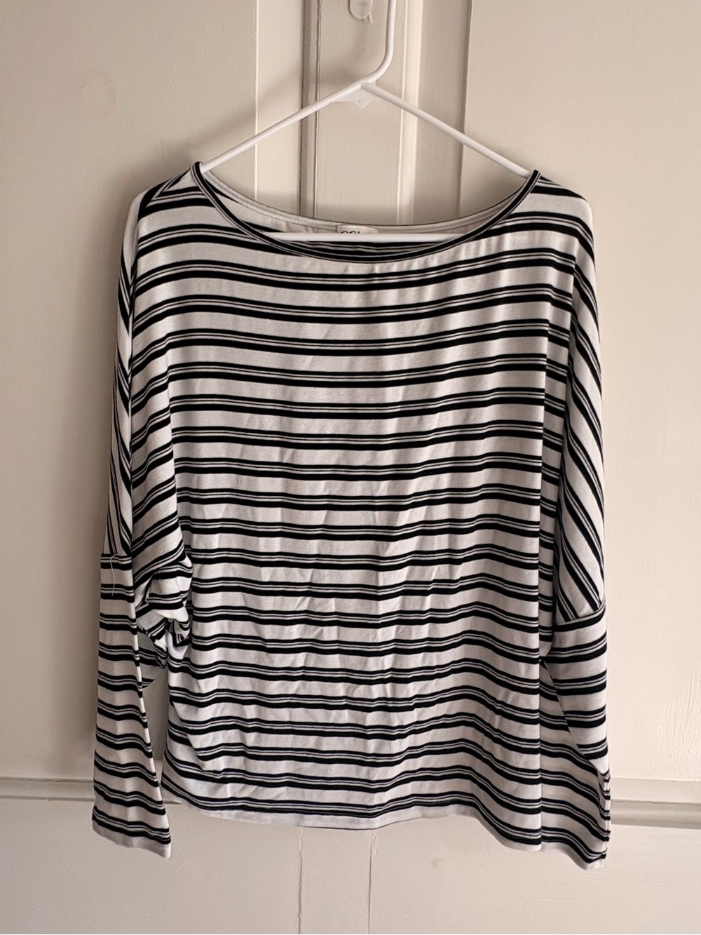 OGL Striped Long-Sleeve Boatneck Top - Black & White-Buttery soft